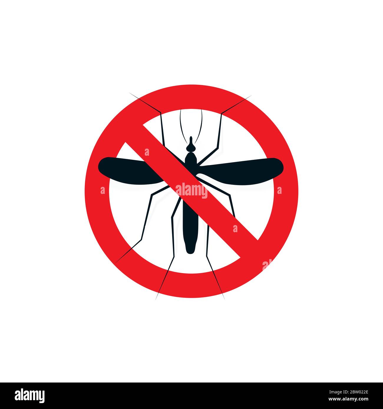 Anti mosquito repellent logo. Stop insects spray icon. Dangerous bloodsucking flying midge caution logo. Disease transmitters sign. Red crossed circle Stock Vector
