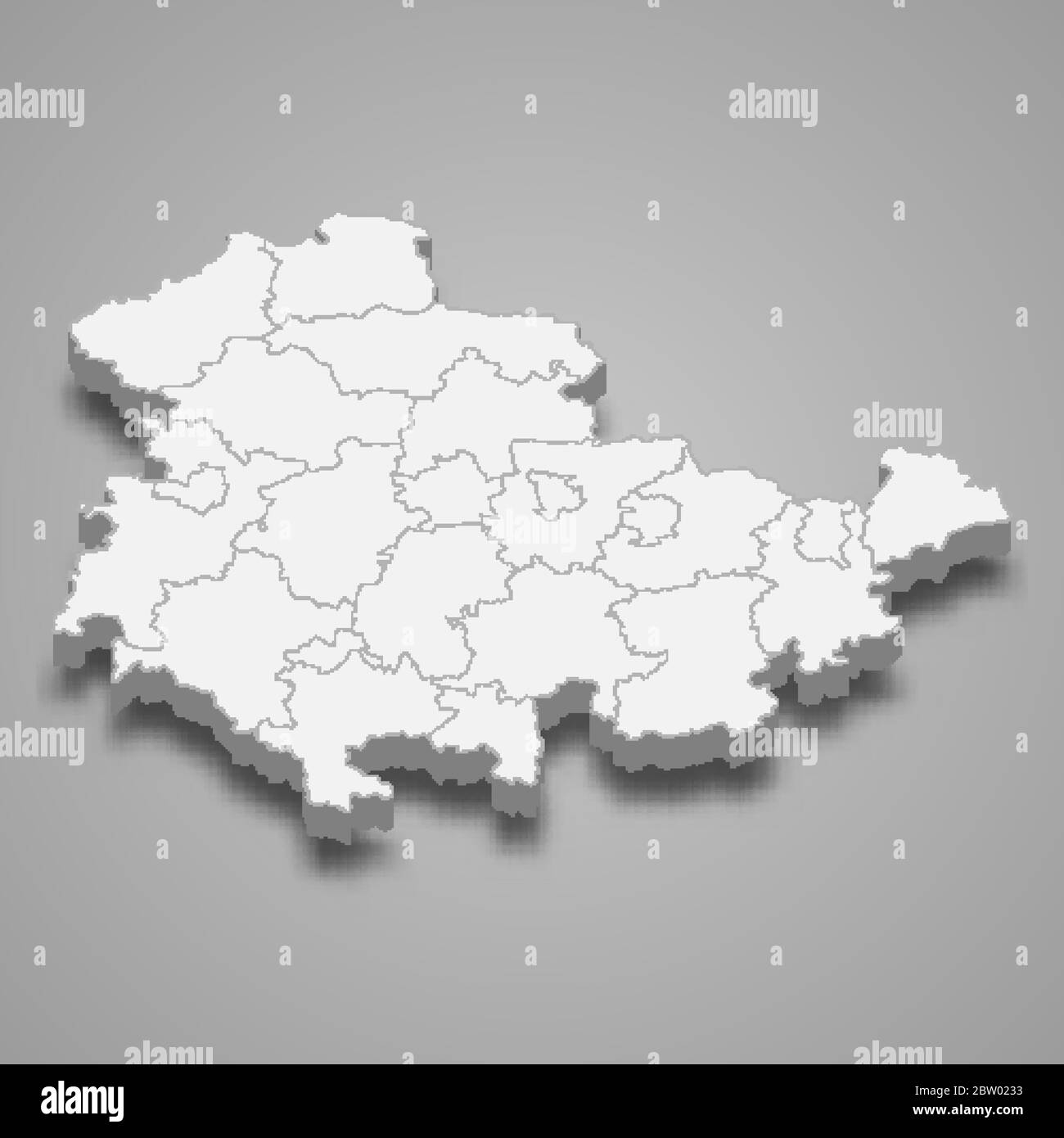 3d map of Thuringia is a state of Germany Stock Vector