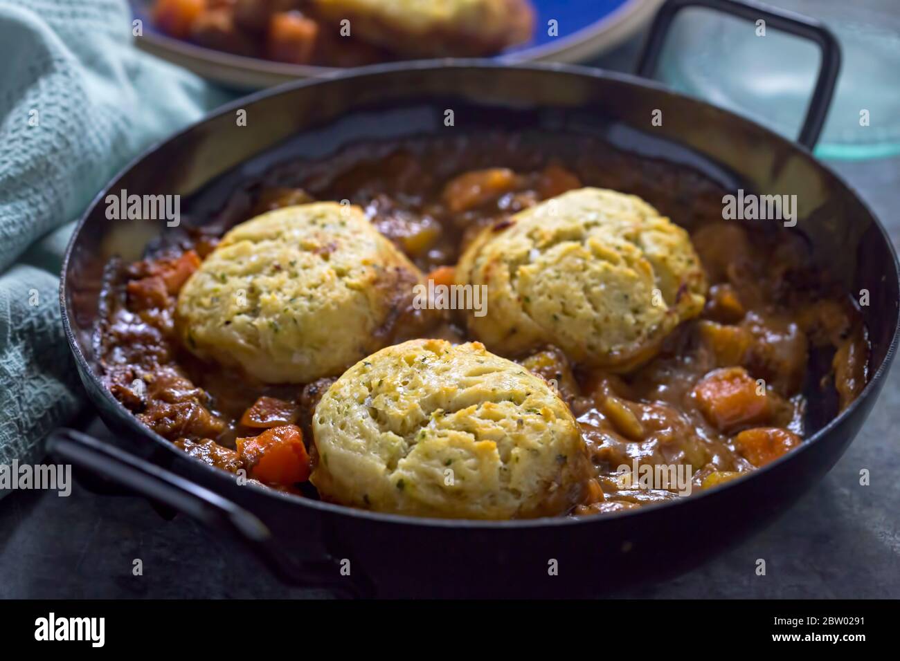 Beef vegetable goulash casserole with potato dumplings Stock Photo Alamy
