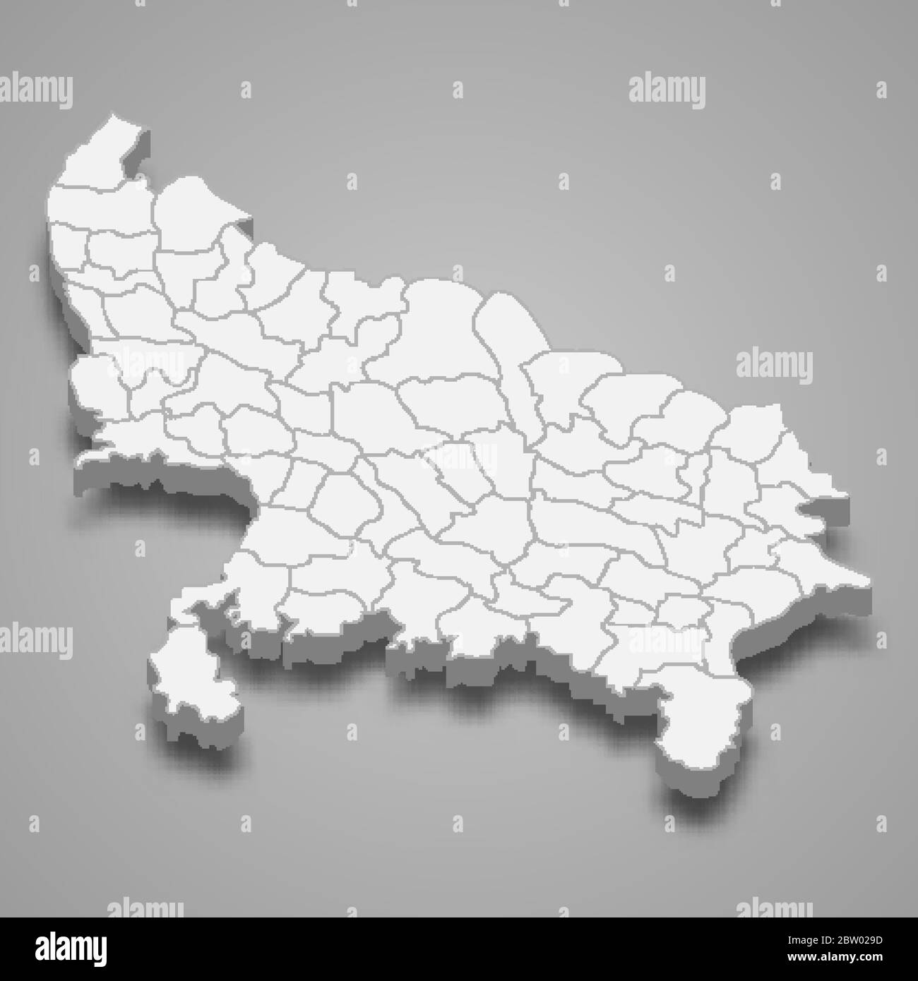 Uttar Pradesh Border Map 3D Map Of Uttar Pradesh Is A State Of India Stock Vector Image & Art - Alamy