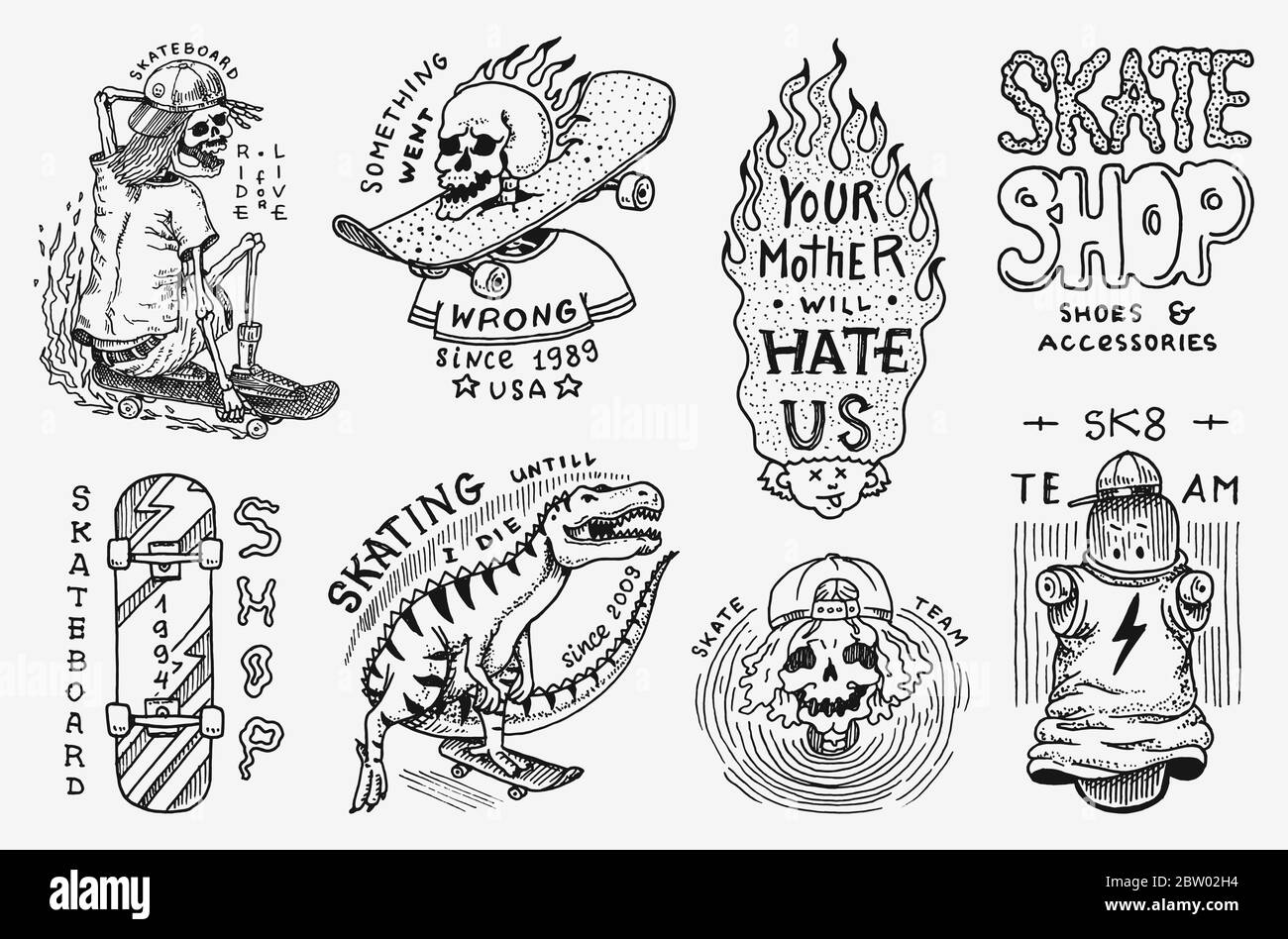 Skate or Die Lettering Tattoo Design. Skater Scull Stock Vector -  Illustration of fear, dirty: 56310575