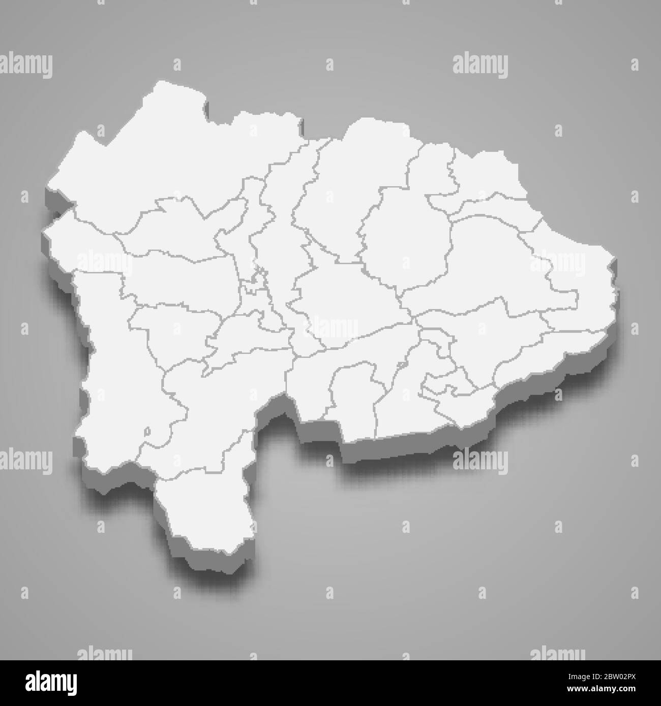 3d map of Yamanashi is a prefecture of Japan Stock Vector