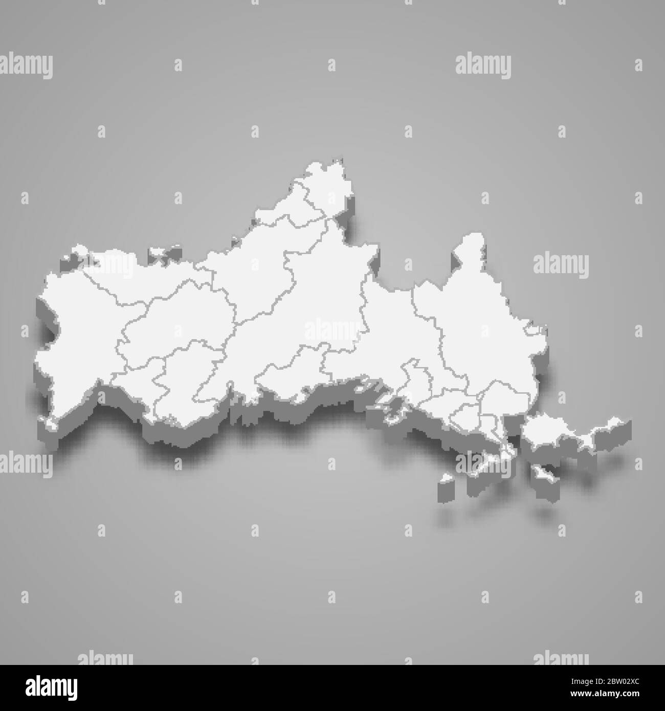 3d map of Yamaguchi is a prefecture of Japan Stock Vector Image & Art