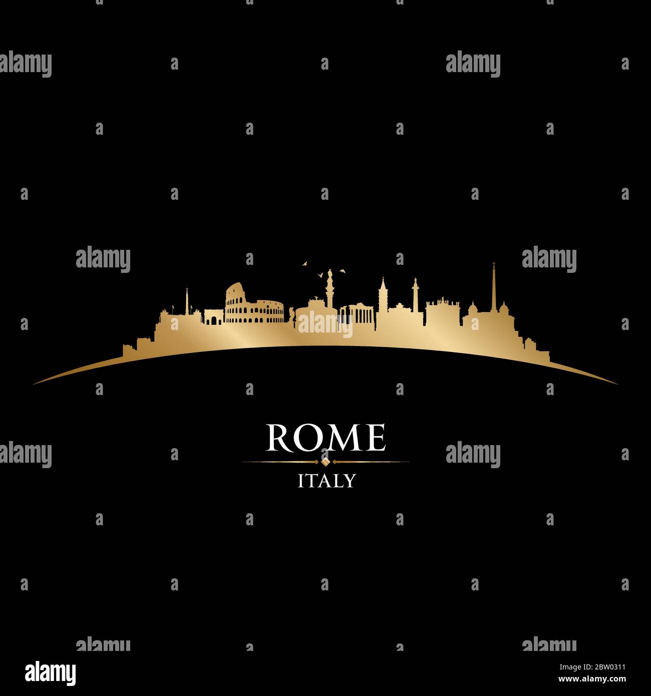 Rome Italy City Skyline Silhouette Vector Illustration Stock Vector