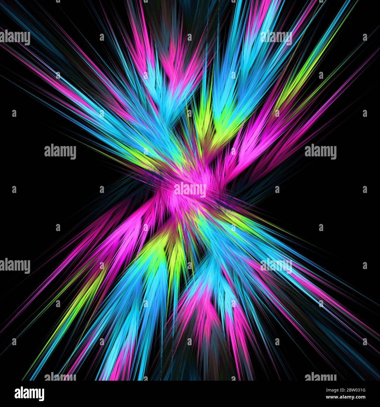 Vivid and fluorescent abstract art of moving and crossing lines Stock Photo
