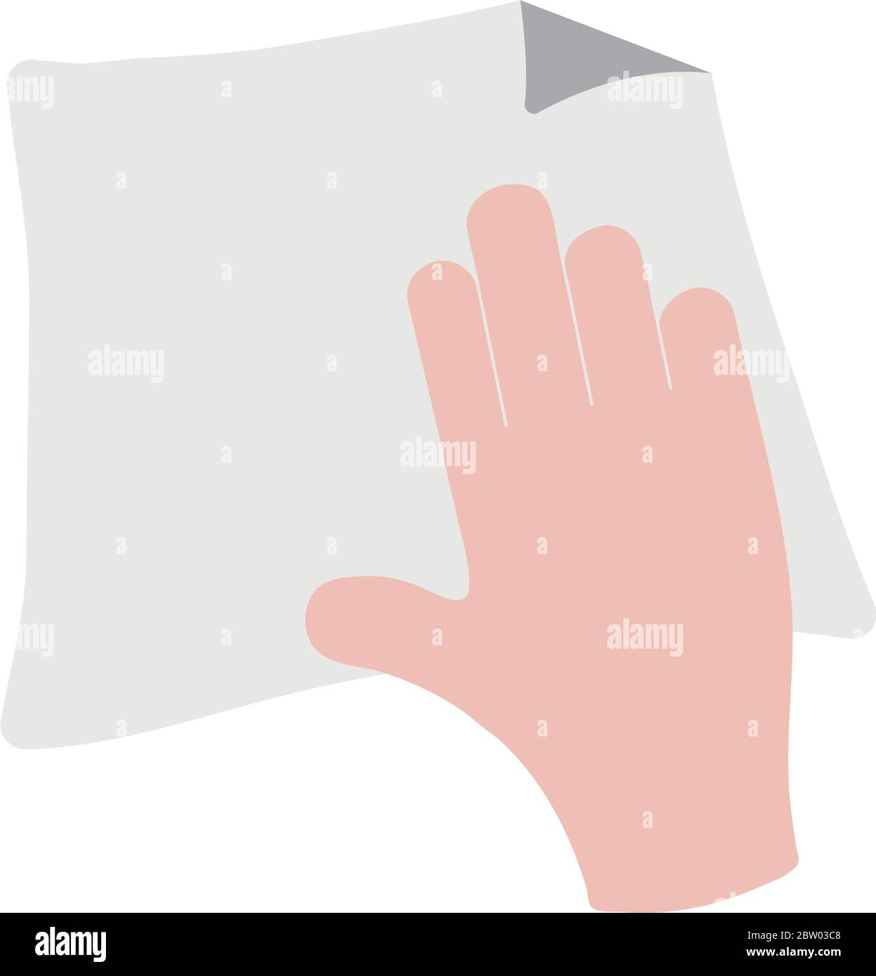 hands drying on the paper towel over white background, flat style ...
