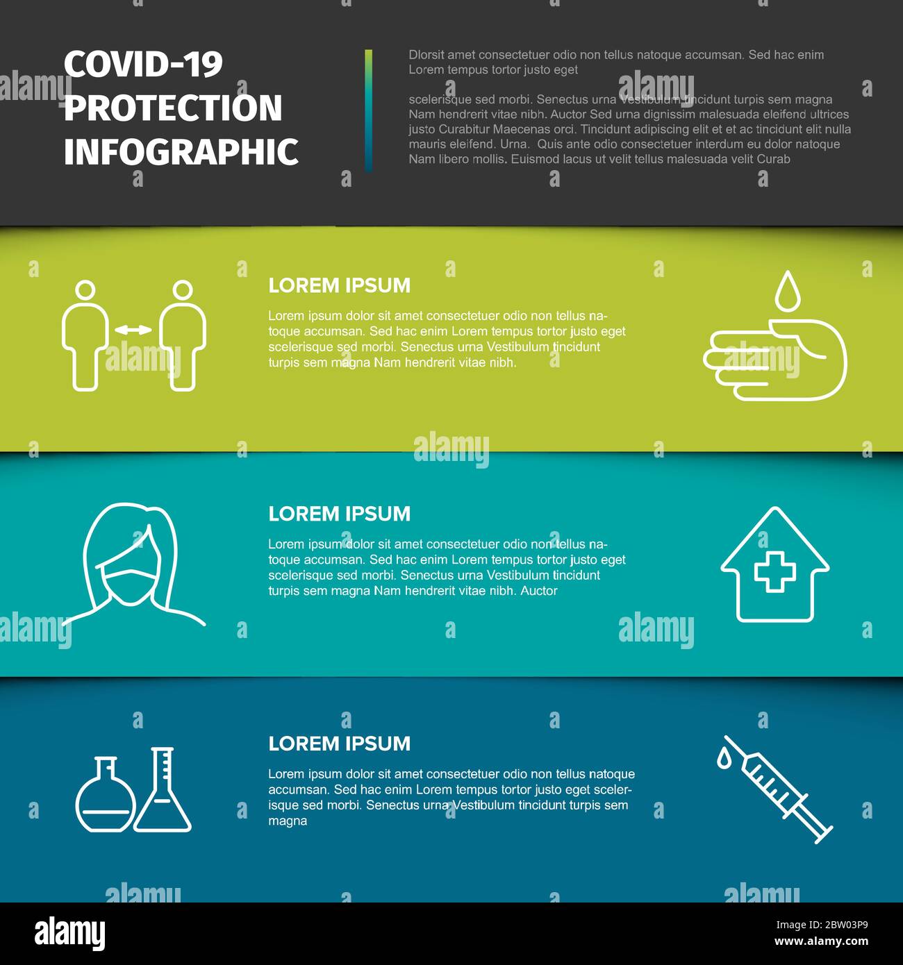 Covid-19 prevention infographic template - mask, people distance ...