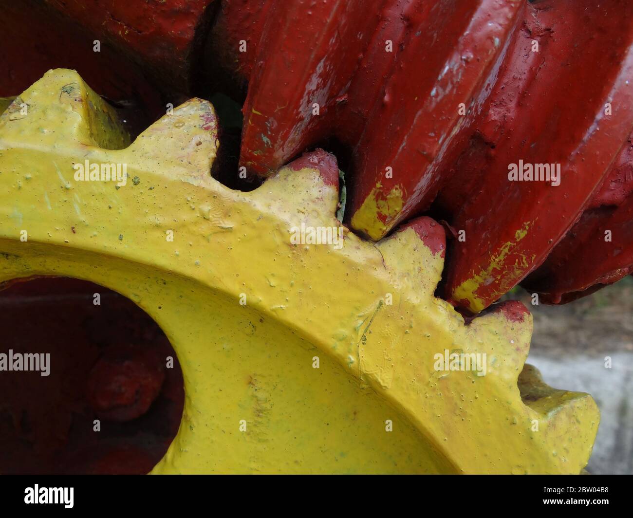 Colorful gear wheels close up mechanical parts Stock Photo Alamy