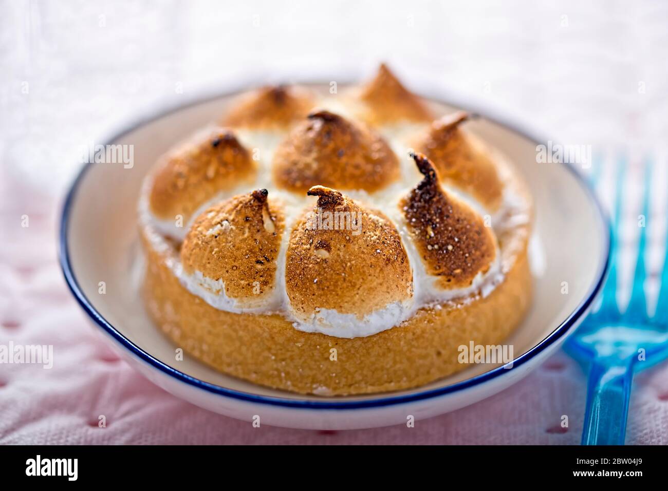Lemon tart with meringue topping Stock Photo Alamy
