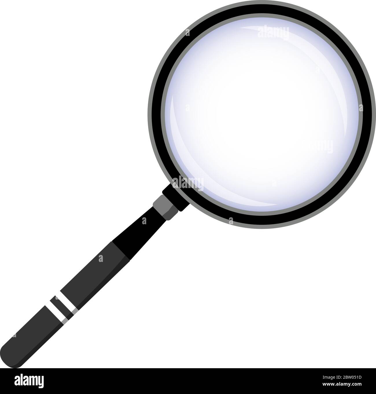 Vector magnifier glass isolated on white in a flat style. Lupe's accessories, lens for magnifying to look at office staff and search for business Stock Vector