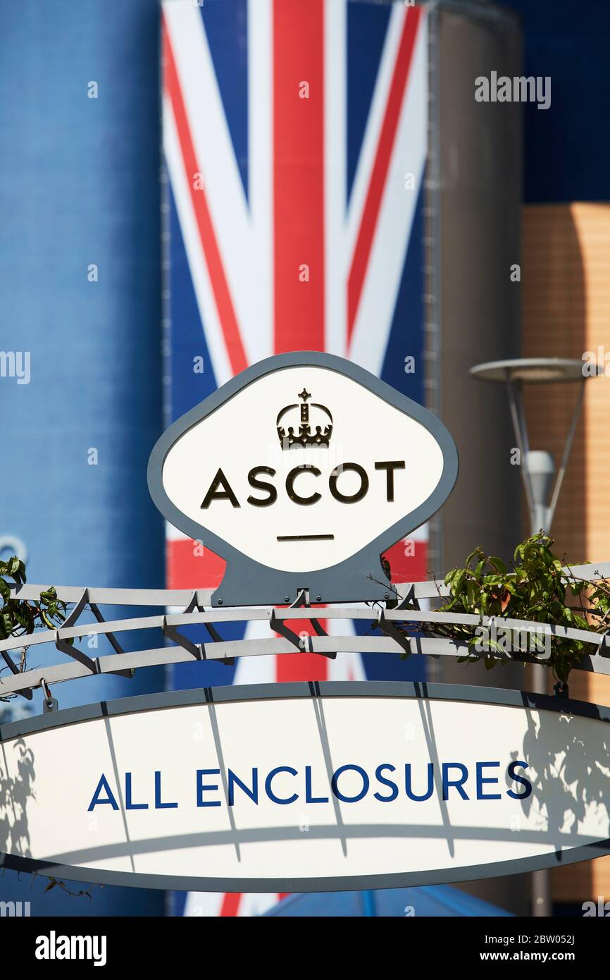 Signage at Royal Ascot racecourse, Ascot, Berkshire Stock Photo