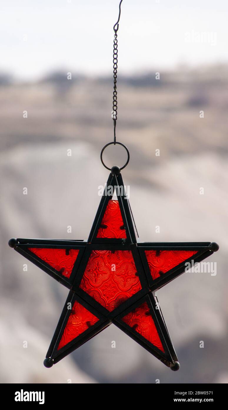 Hanging Red Star Stock Photo