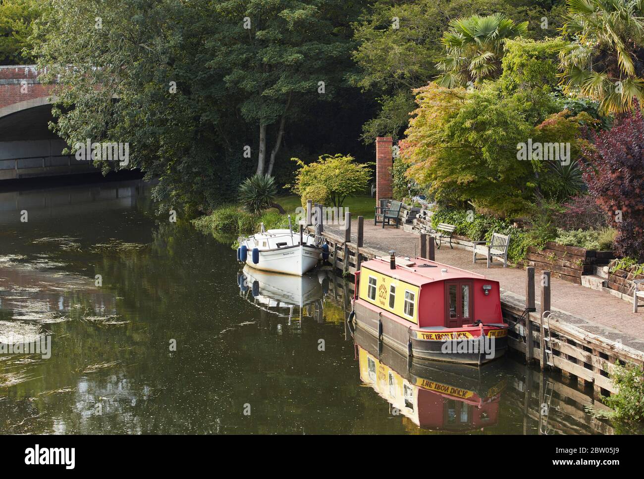 Canal boats along the River Wey, Weybridge, Hampshire Stock Photo Alamy