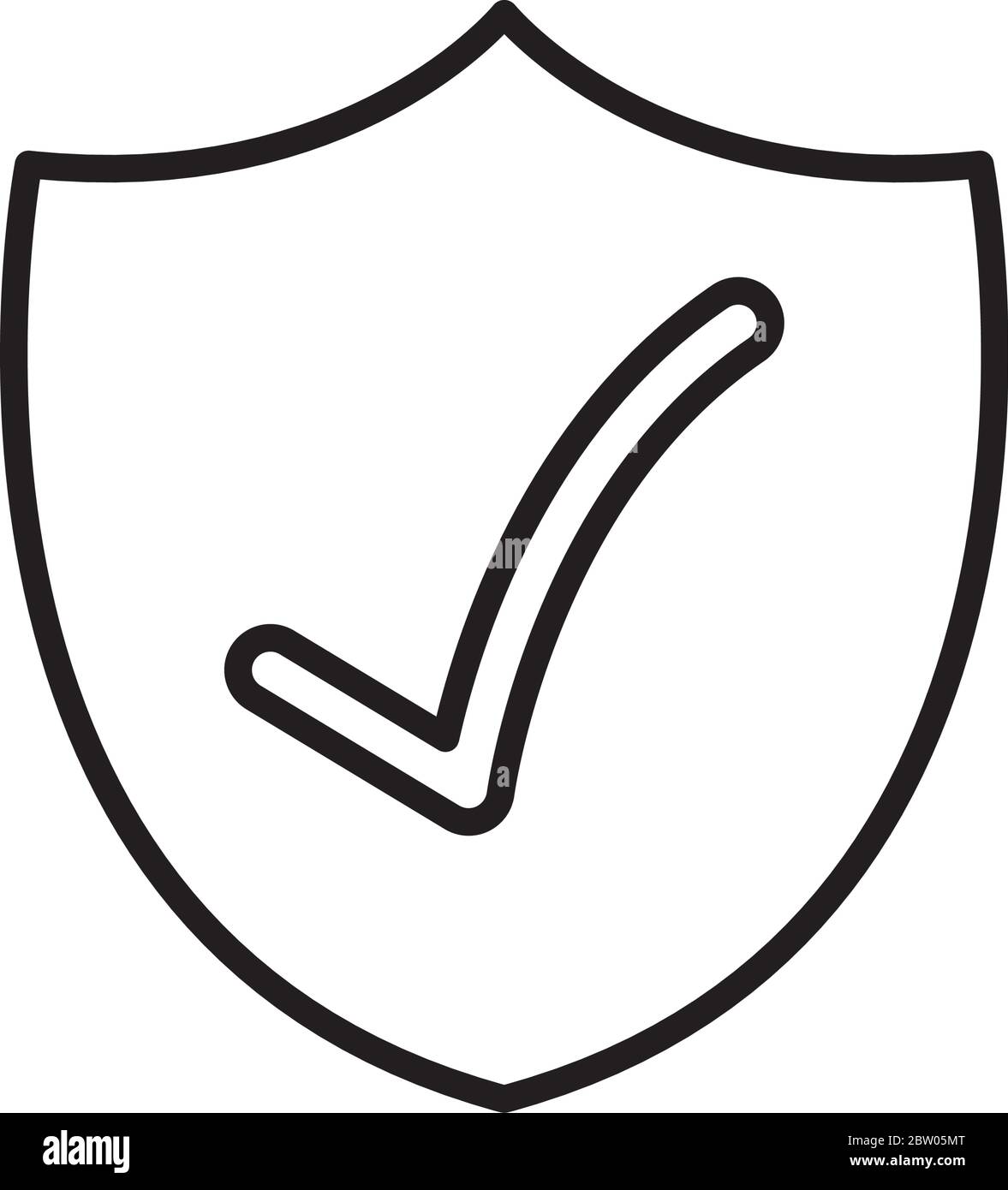 security shield with check mark icon over white background, line style ...