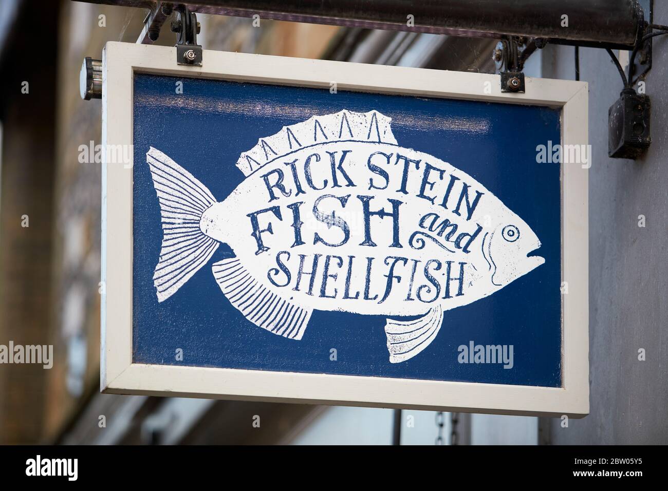 Signage on the Rick Stein Fish Restaurant in Winchester, Hampshire Stock Photo