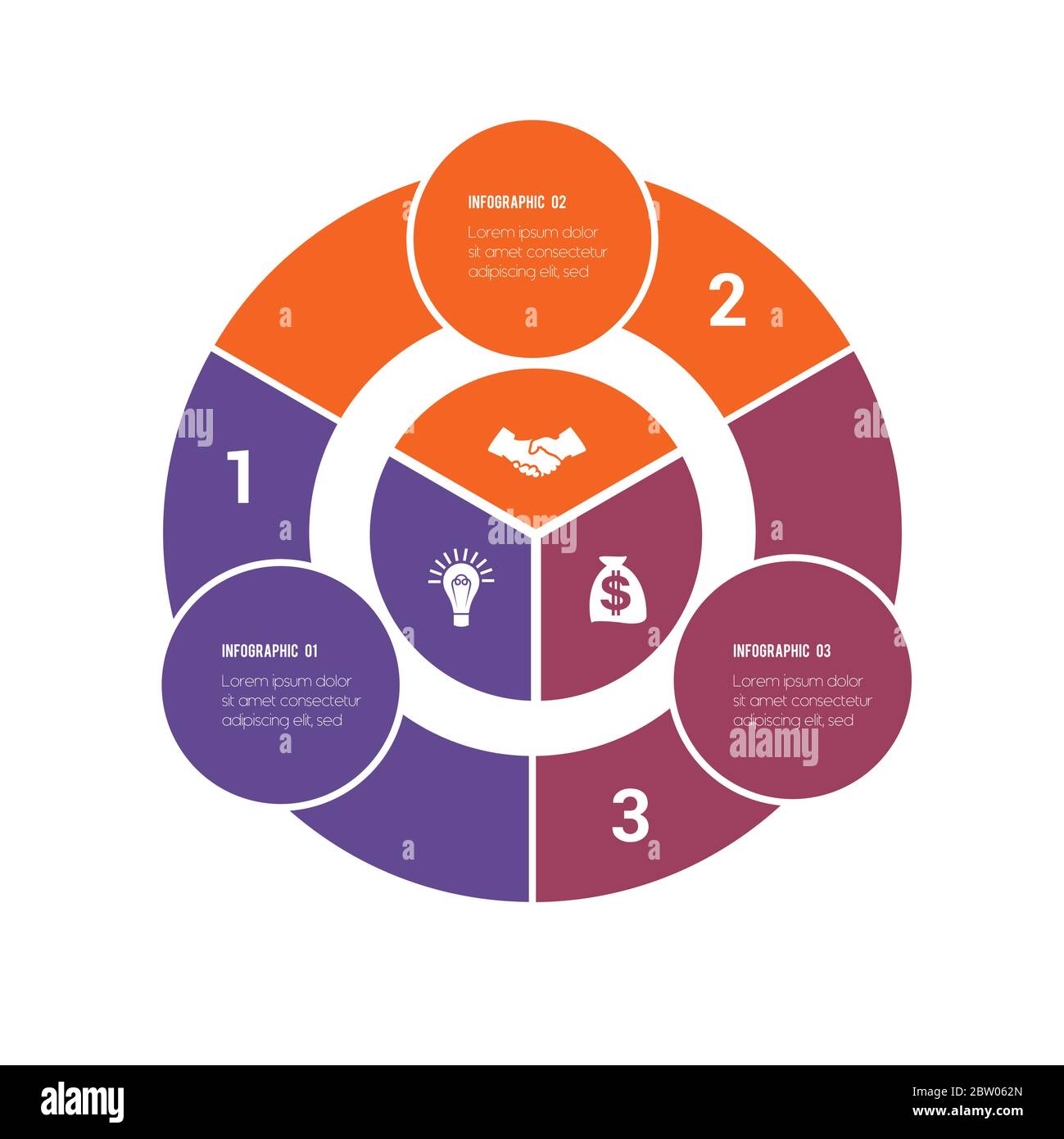 Colorful circular infographics from ring and circles. 3 positions for ...