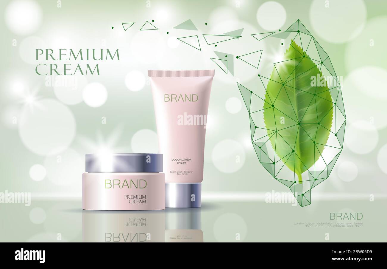 Green tea essential organic extract. Cosmetics skin care supplement. Health medicine vitamin