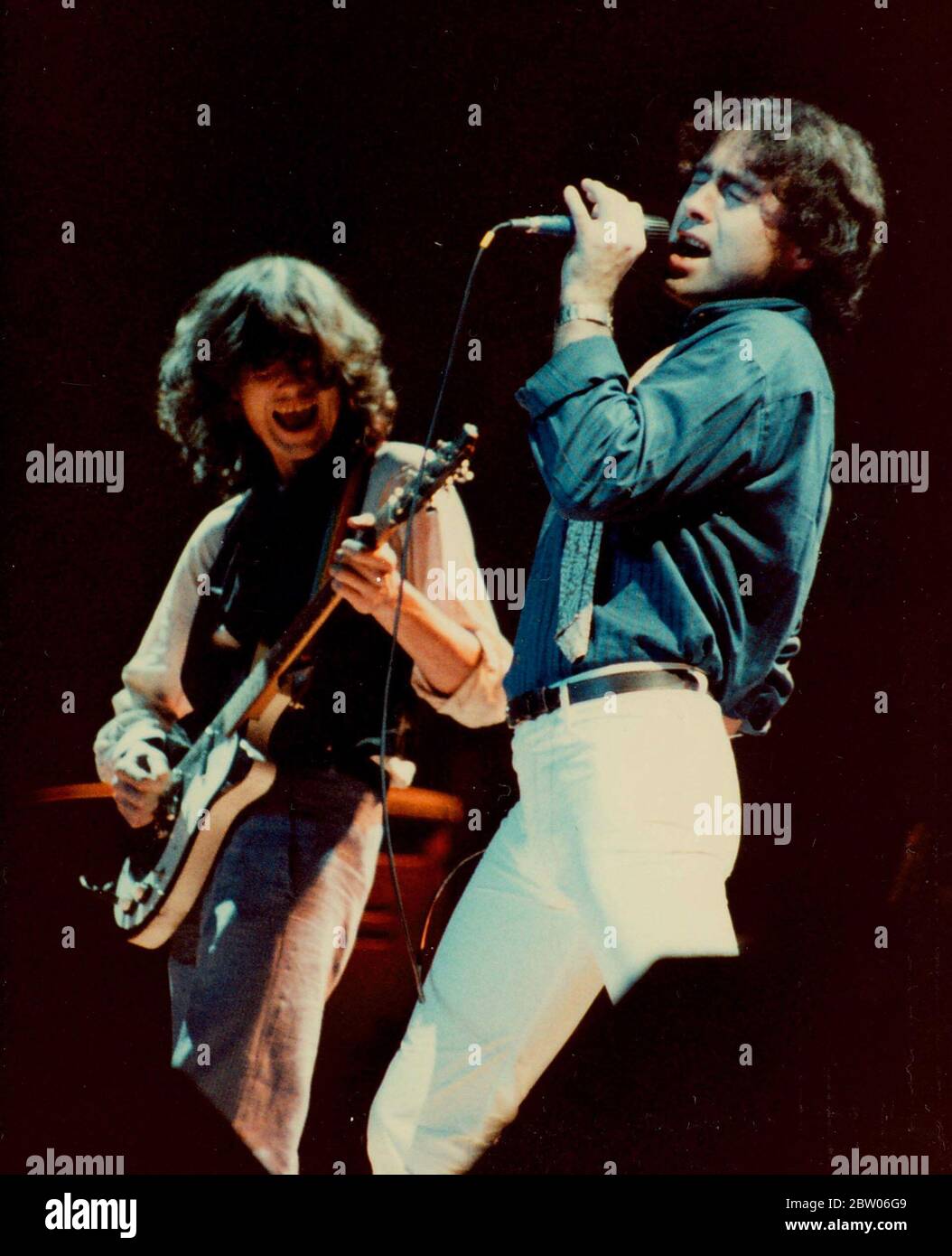 Jimmy Page and Paul Rodgers ,The Firm .ARMS Benifit concert MSG 12/8/83 photo Michael Brito Stock Photo