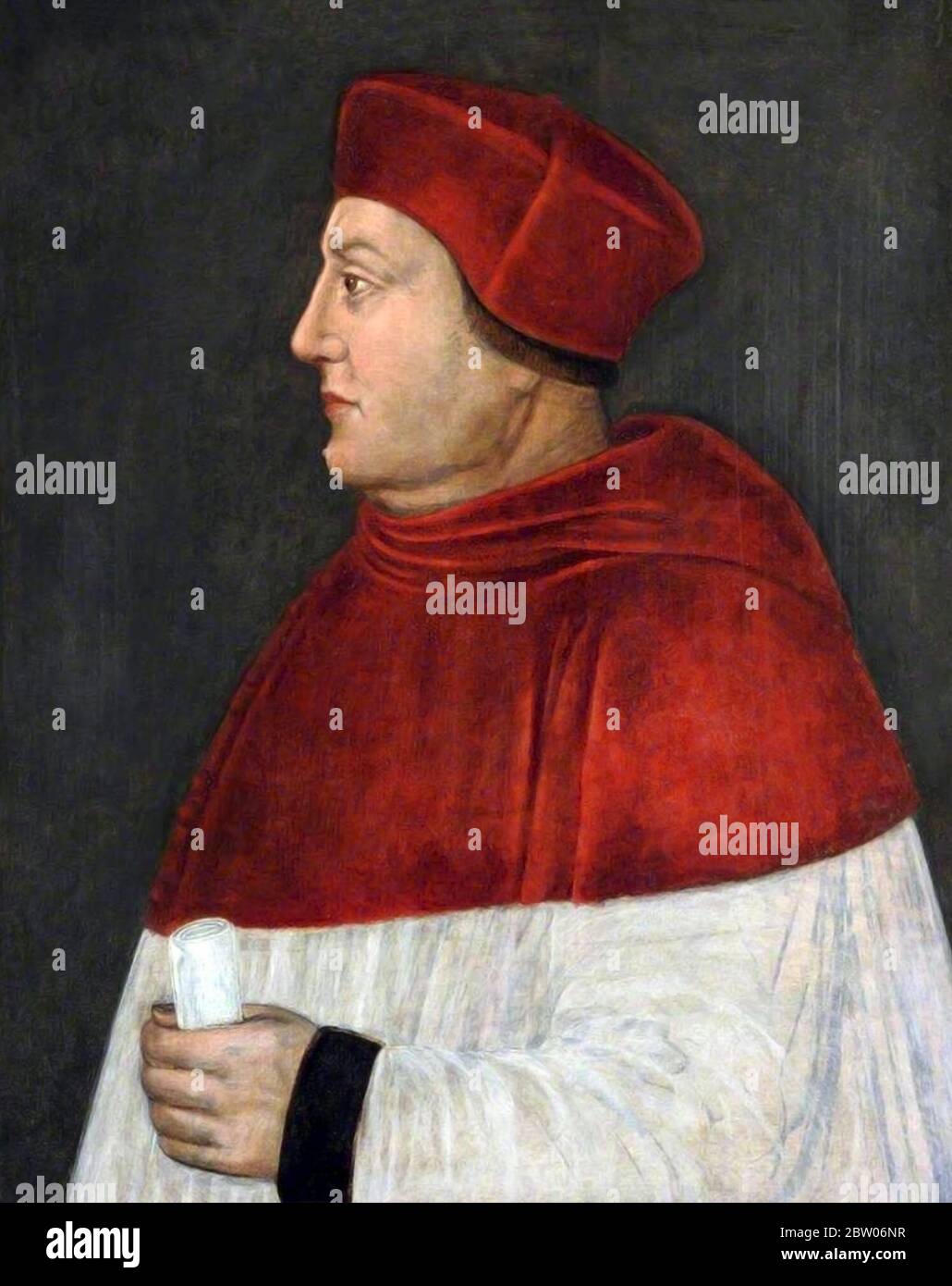 Thomas Wolsey. Portrait of Cardinal Wolsey (c.1473-1530) by unknown artist, oil on panel, c.1585-96 Stock Photo