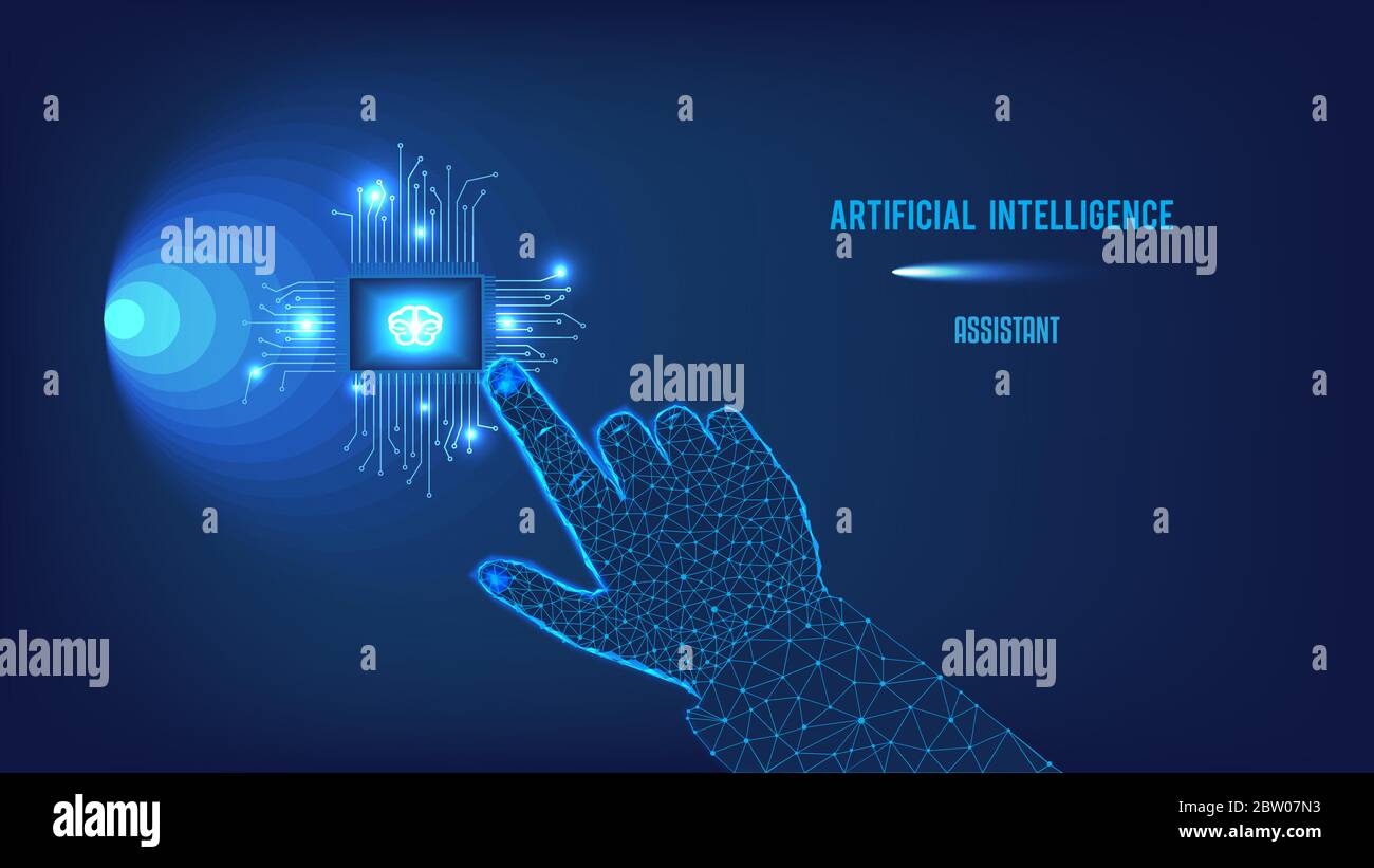 Artificial intelligence, Data analysis concept and concepts of modern technologies such as nanotechnology, neural networks, machine learning. Chip, br Stock Vector