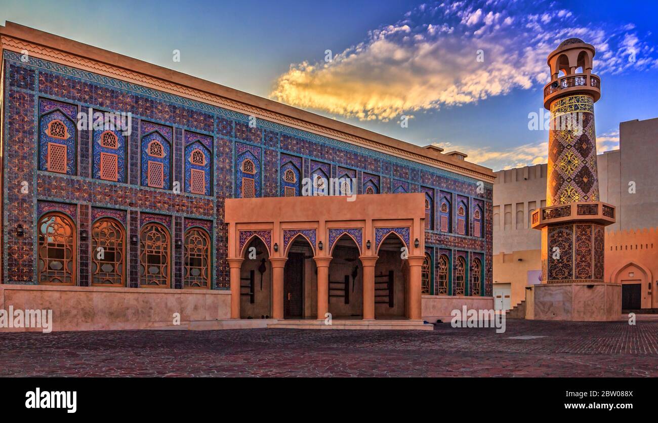 Katara mosque in Doha Qatar exterior daylight  view  with clouds in the sky Stock Photo
