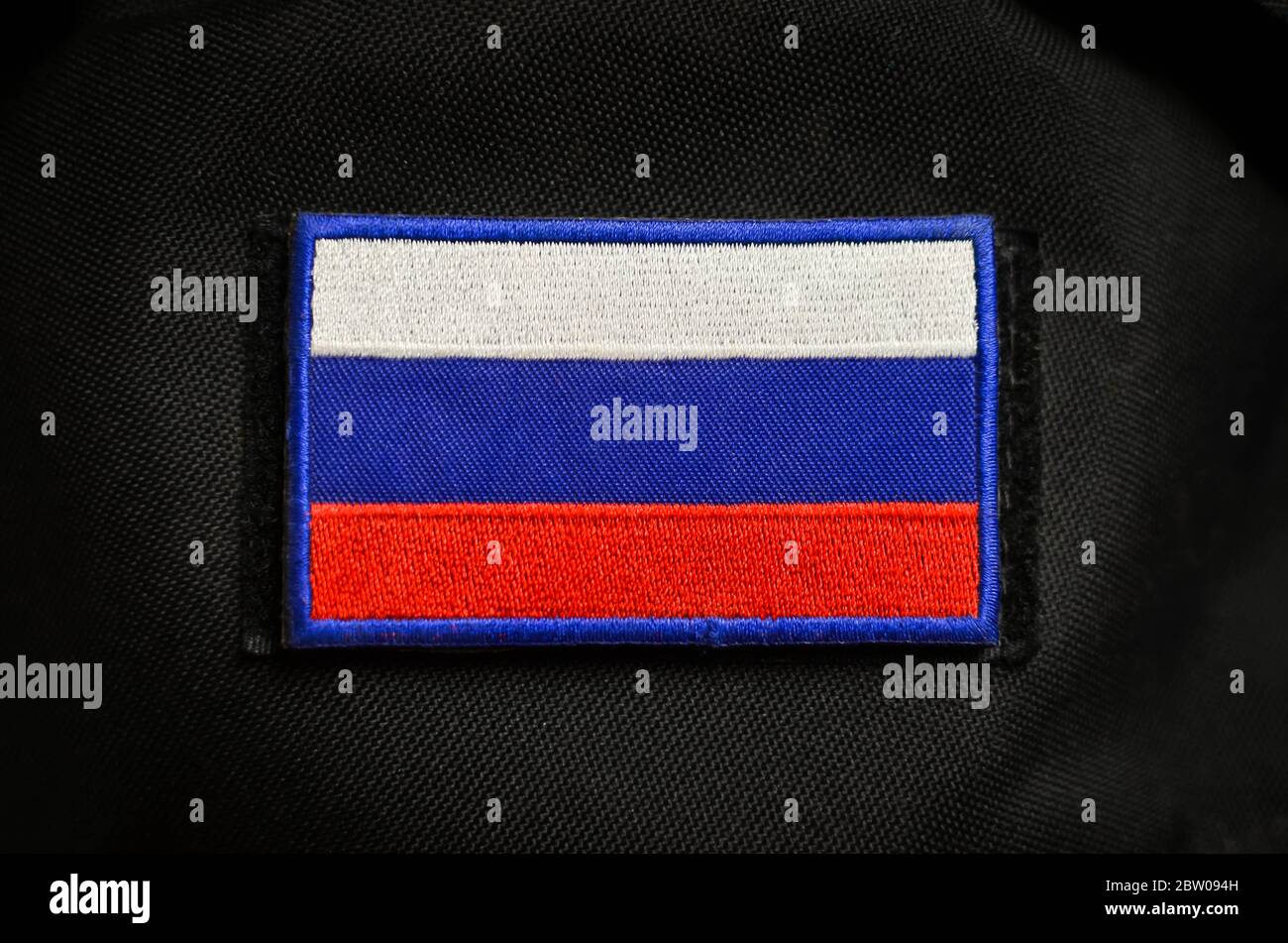 Russian national flag, military chevron Stock Photo