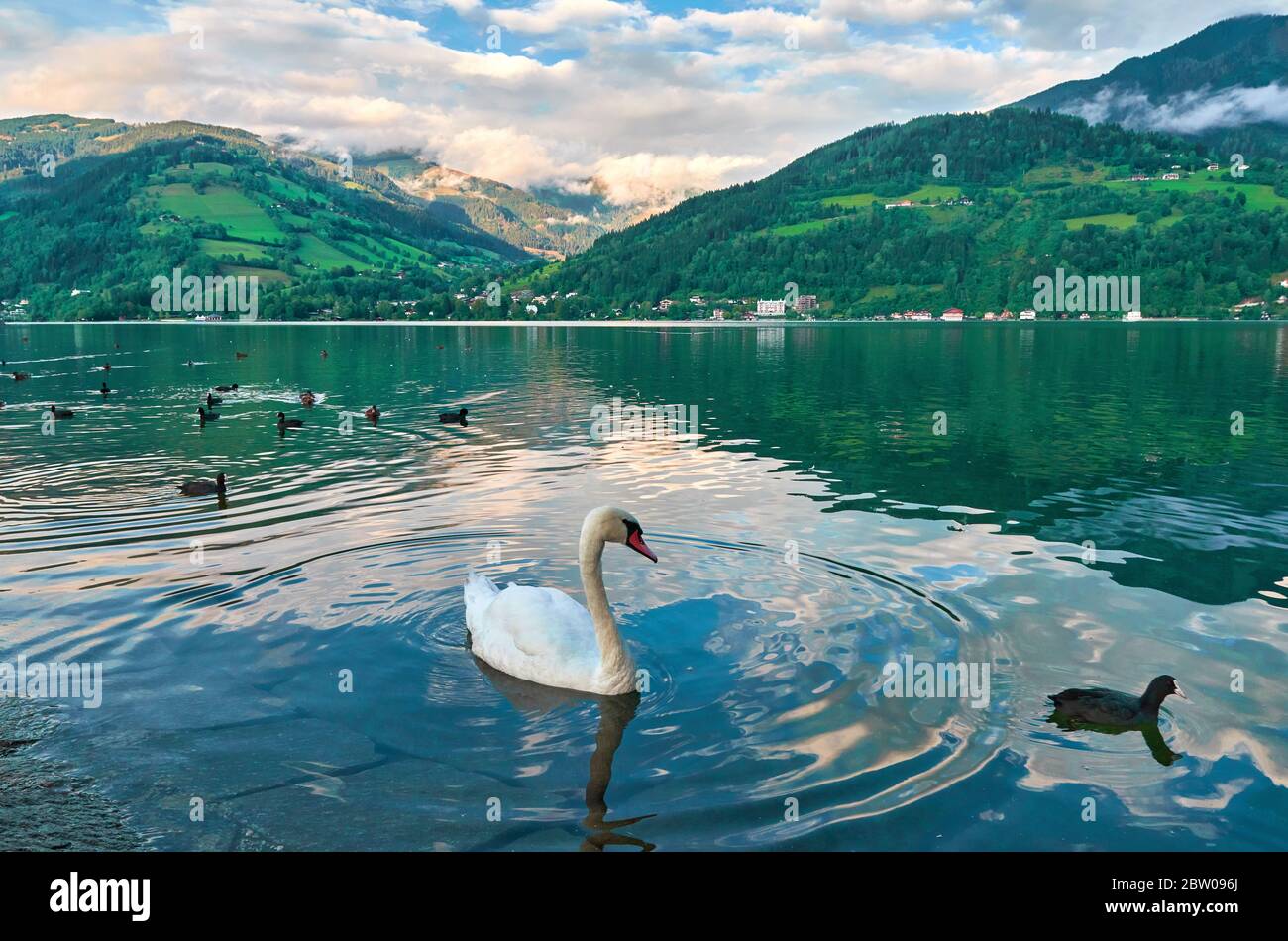 Peaceful Zell am See lake scape in Kaprun, Austria Stock Photo