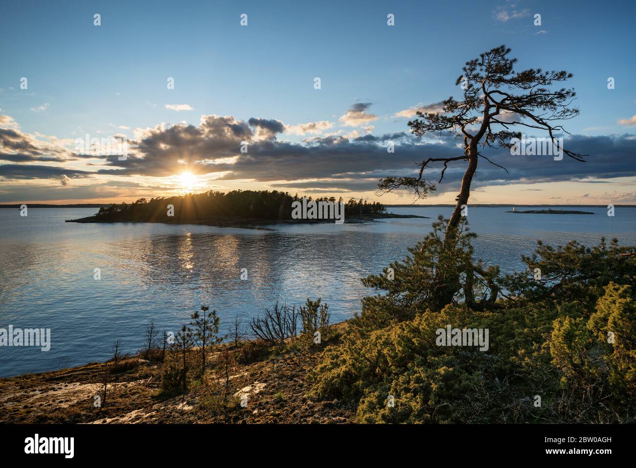 Evening at Bylandet island, Kirkkonummi, Finland Stock Photo