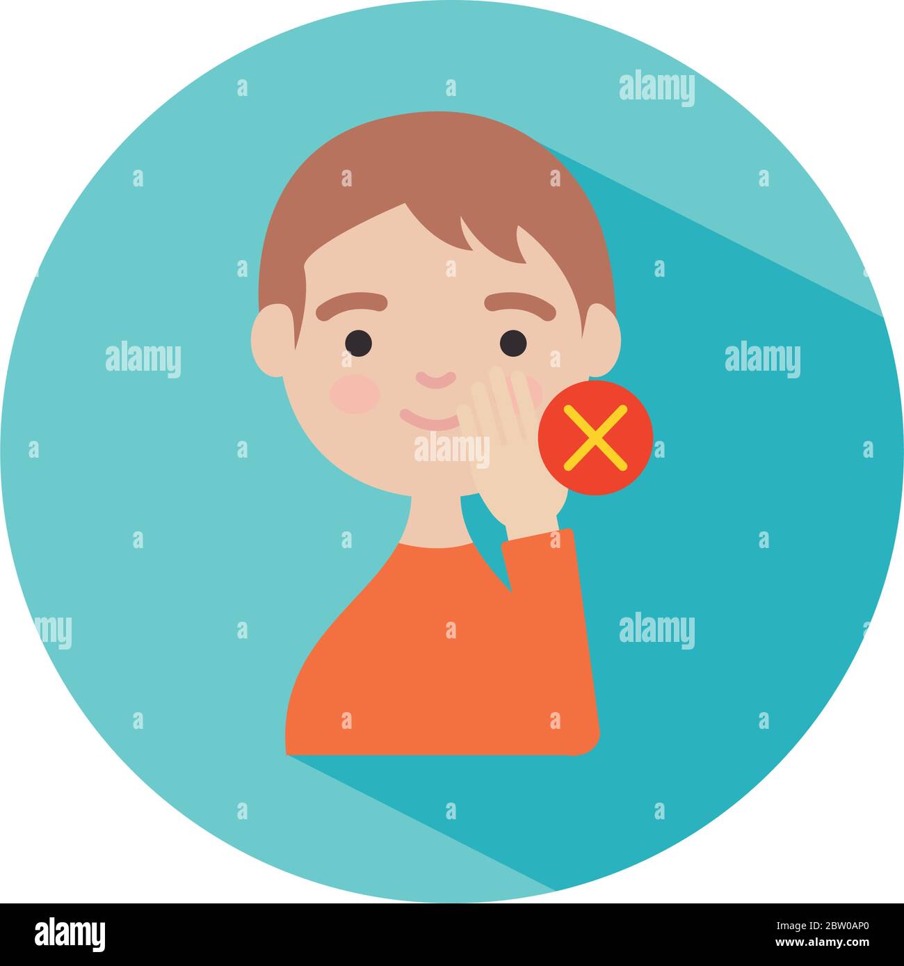 coronavirus preventions concept, Dont touch your face to prevent infection,  cartoon man touching his face over white background, block style, vector  illustration Stock Vector Image & Art - Alamy