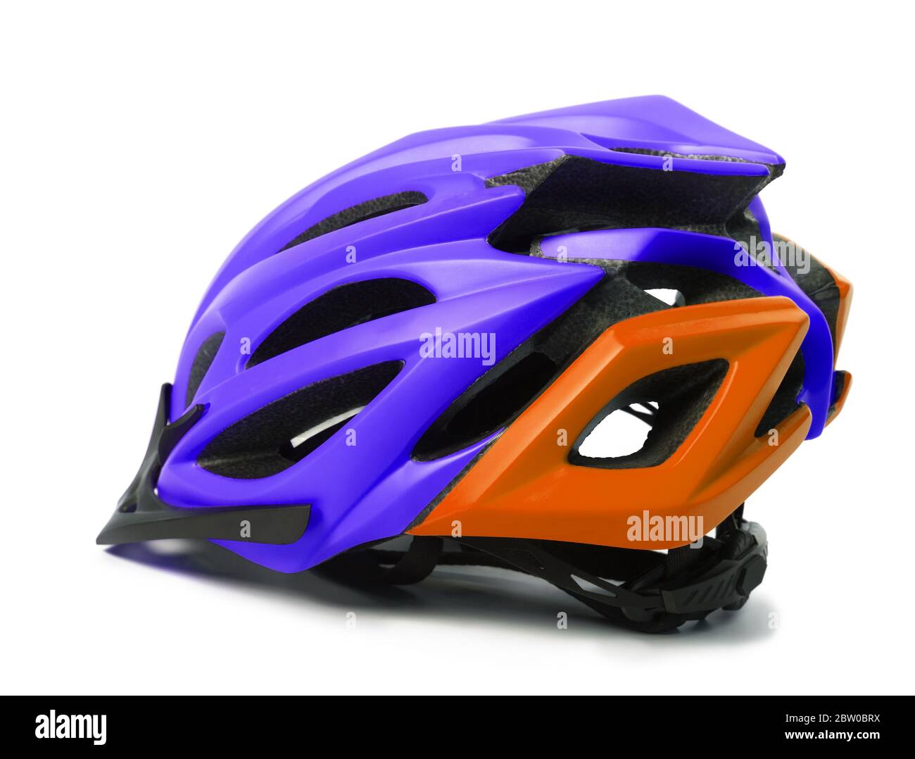 Multicolor bicycle helmet. Isolated on white background Stock Photo