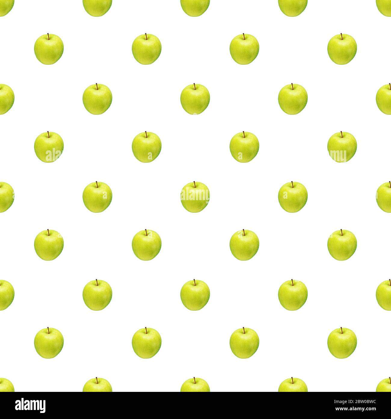 Pattern of green apples on a white background. Isolated fruits. Image ...