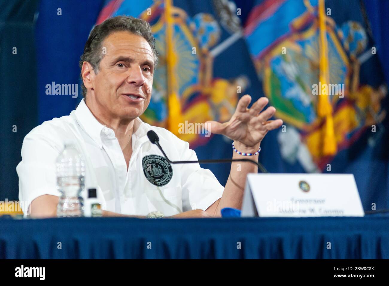 New York State Governor Andrew Cuomo holds a press briefing during the ...