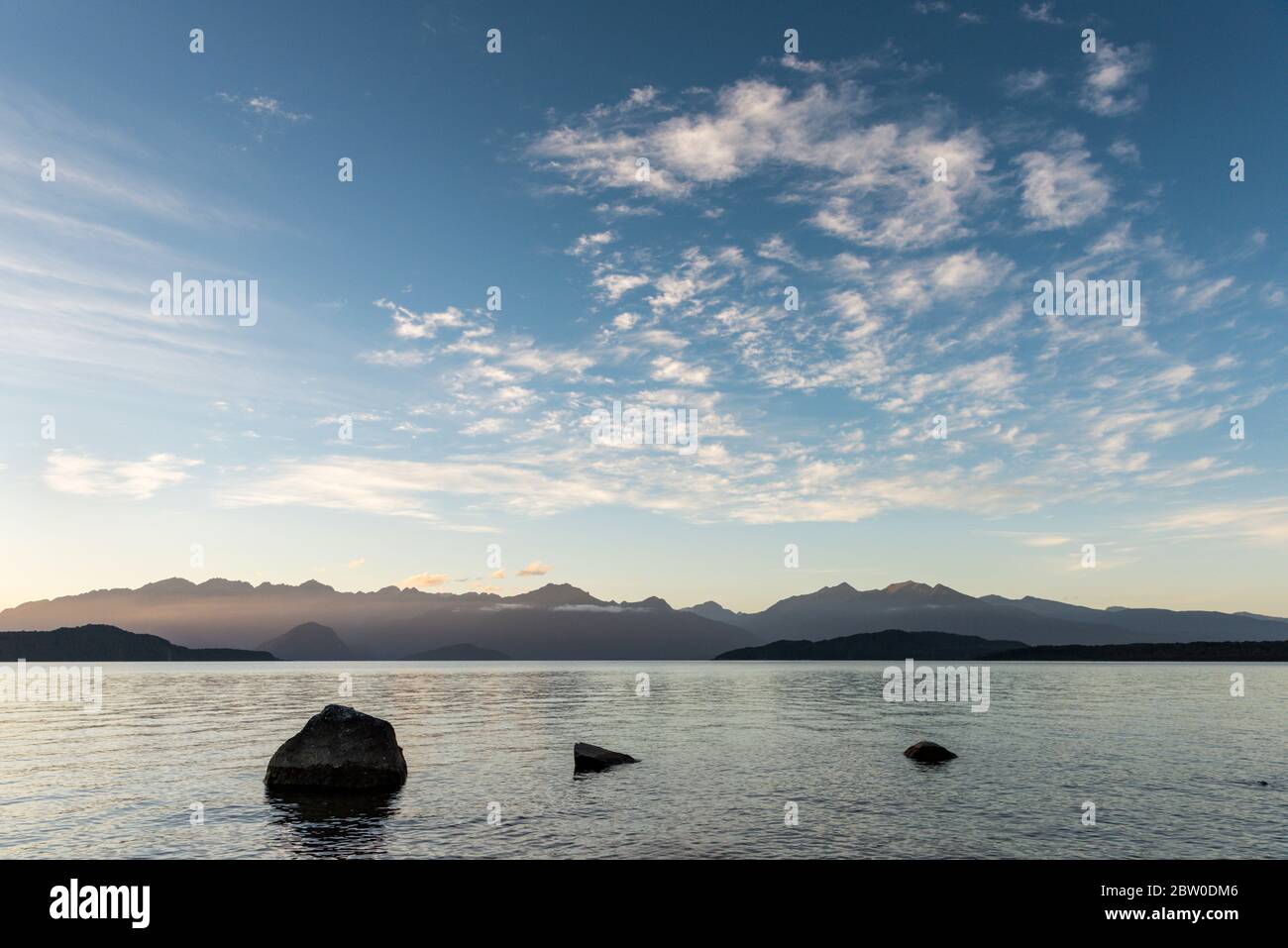 A landscape view of Lake Manapouri South Island New Zealand Stock Photo ...