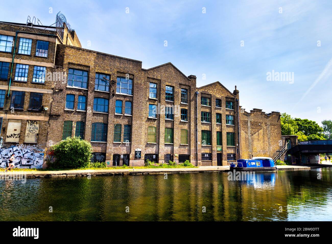 The back of Ragged School Museum and Regents Canal, Tower Hamlets, London, UK Stock Photo