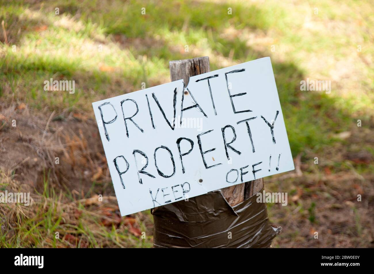 Hand written Private Property sign Stock Photo