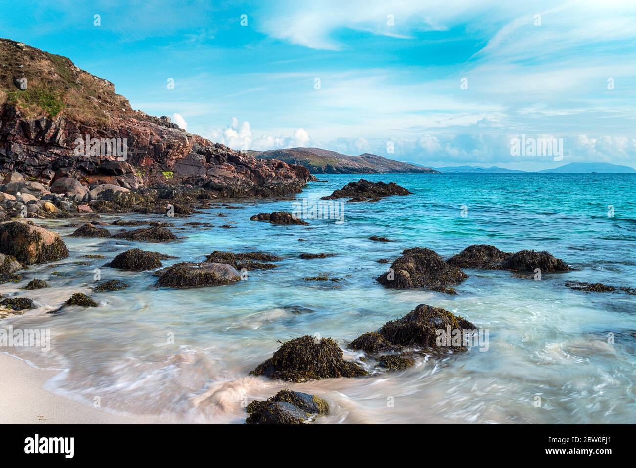 The shoreline at Hushinish on the Isle of Harris in the Outer Hebrides of Scotland Stock Photo