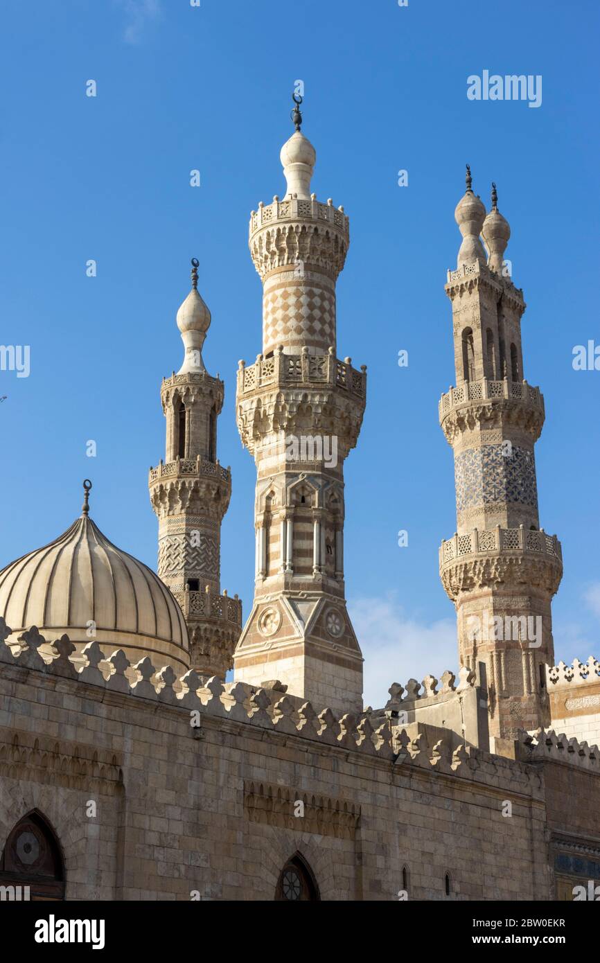 minarets, al-Azhar mosque, Cairo, Egypt Stock Photo