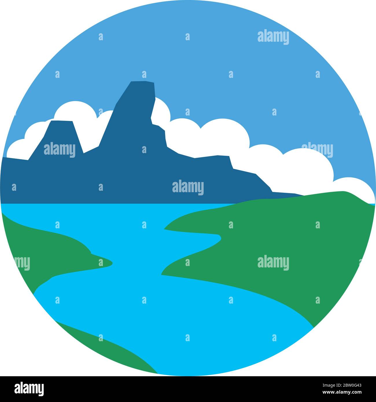 river mouth ocean landscape over white background, flat style, vector