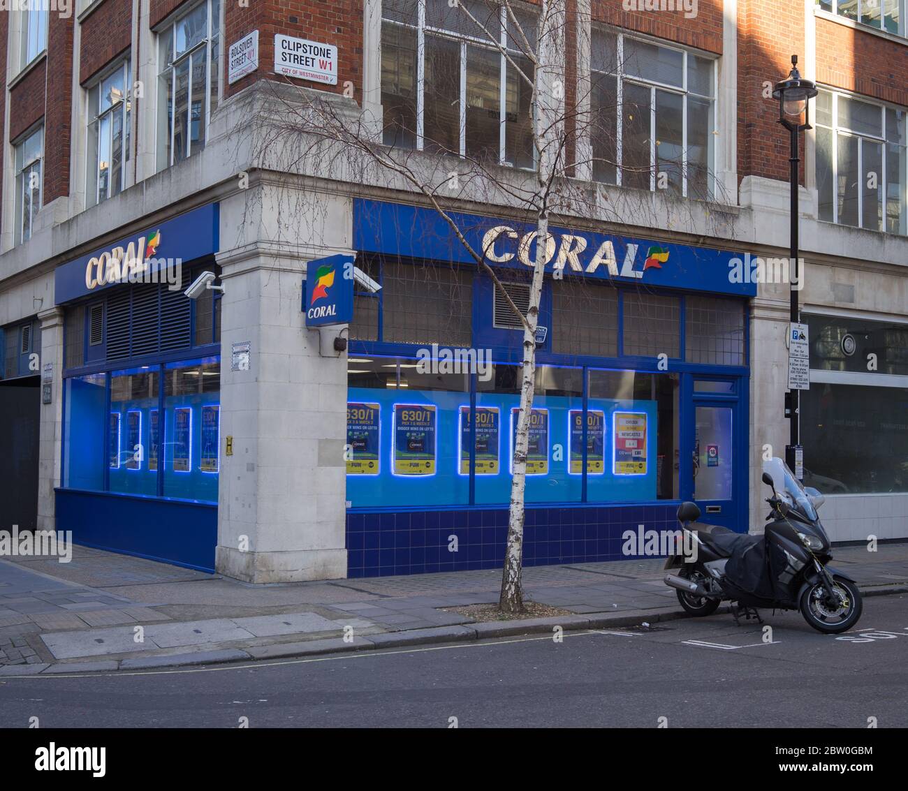 Coral betting shop on a street corner. London Stock Photo