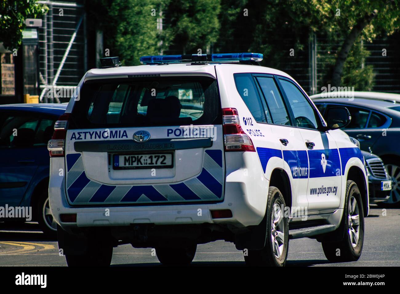 Limassol Cyprus May 28, 2020 View of a traditional Cypriot police car