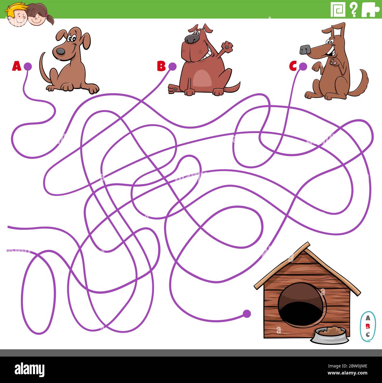 Cartoon dog maze game Royalty Free Vector Image