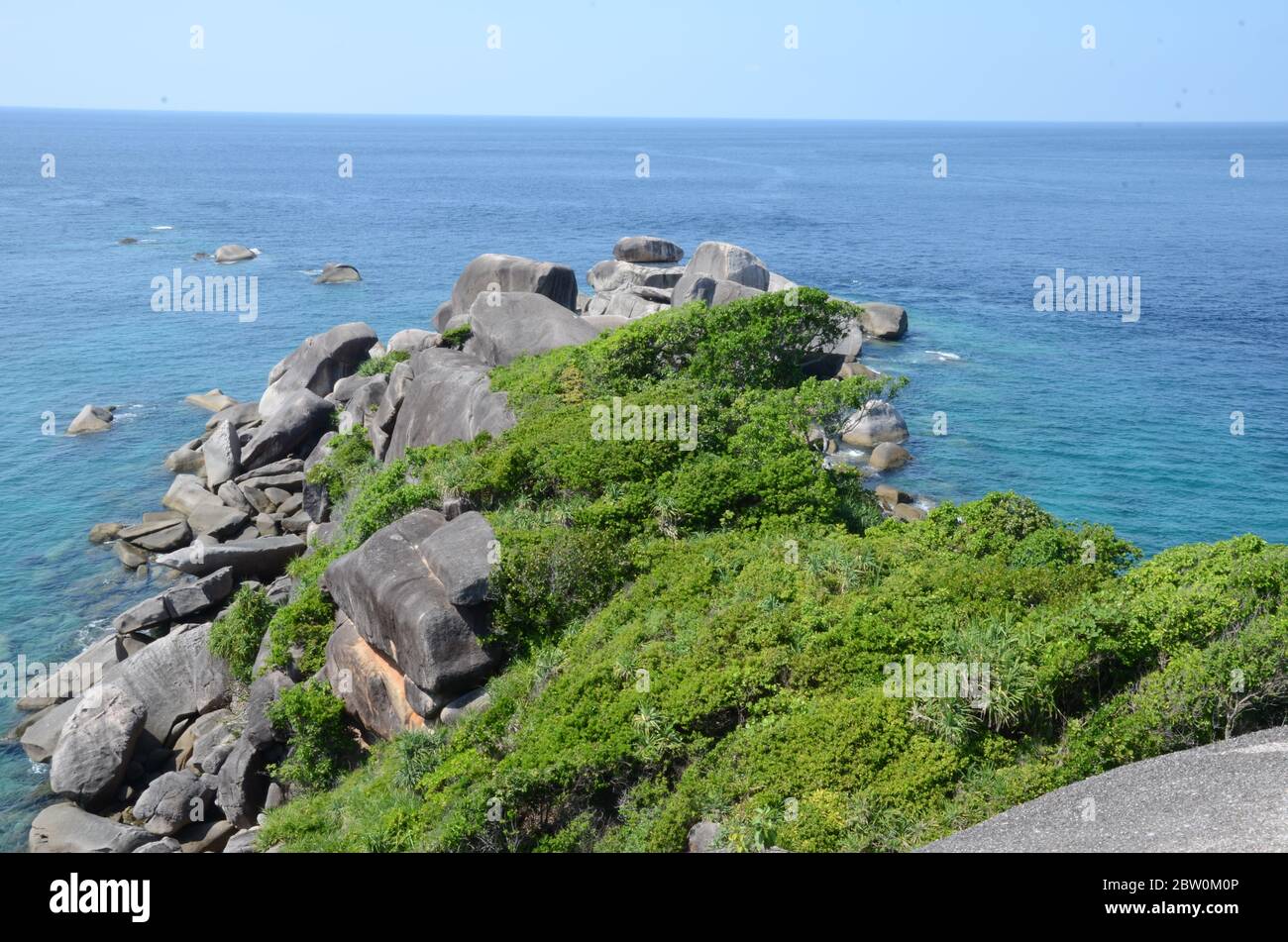 View from the top of a little hill on Similan island in Thailand Stock Photo