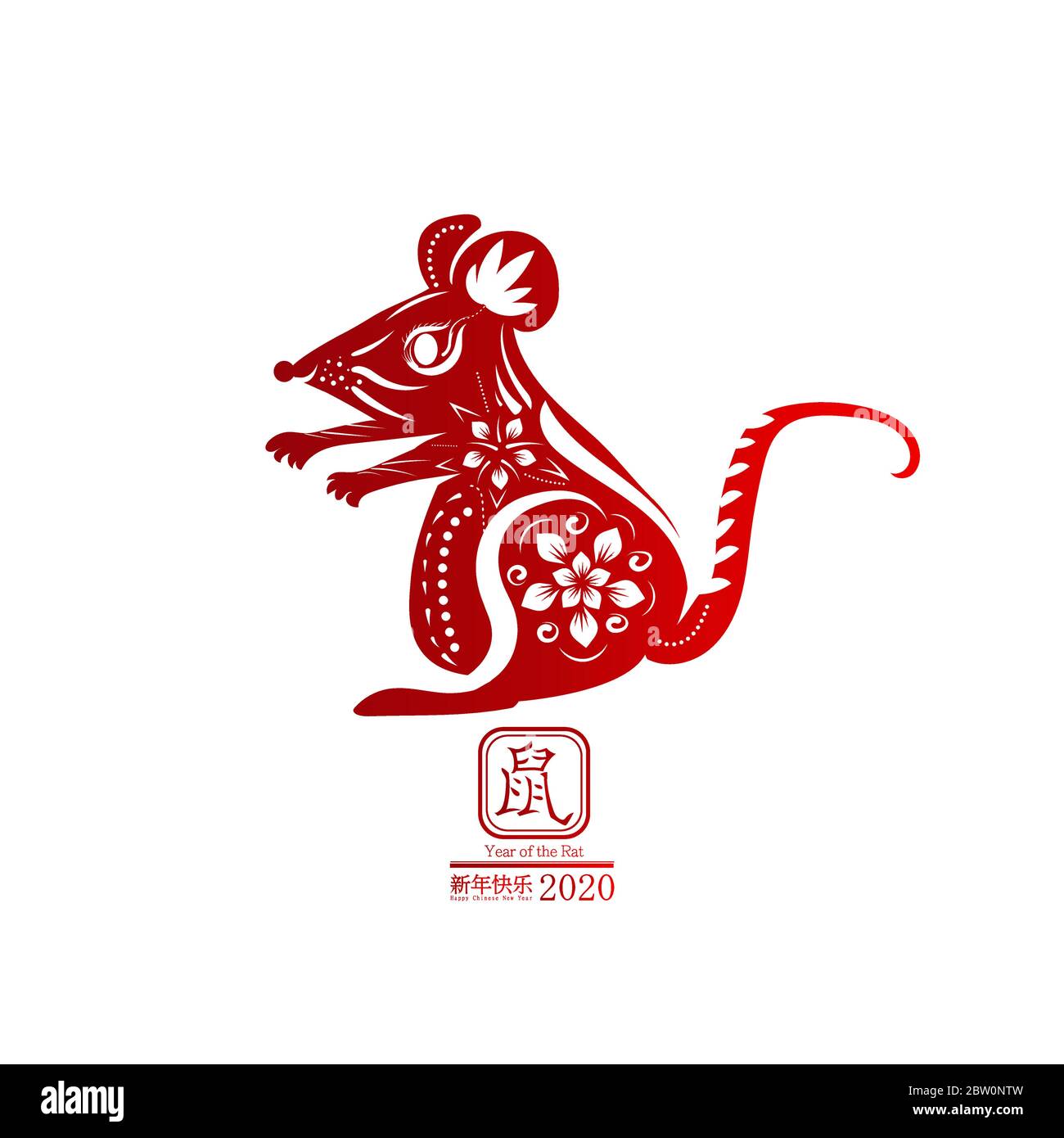 illustration of Happy chinese new year 2020.Year the Rat zodiac