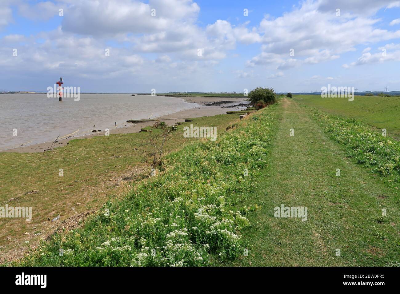 A scenic landscape view of the Saxon Shore Way at Shorne Stock Photo