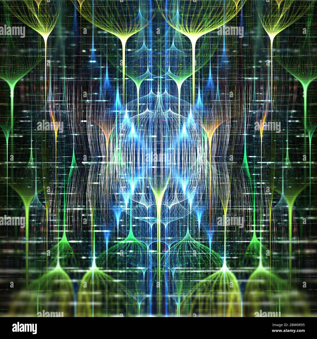 Field of futuristic neural networks, deep learning concept Stock Photo