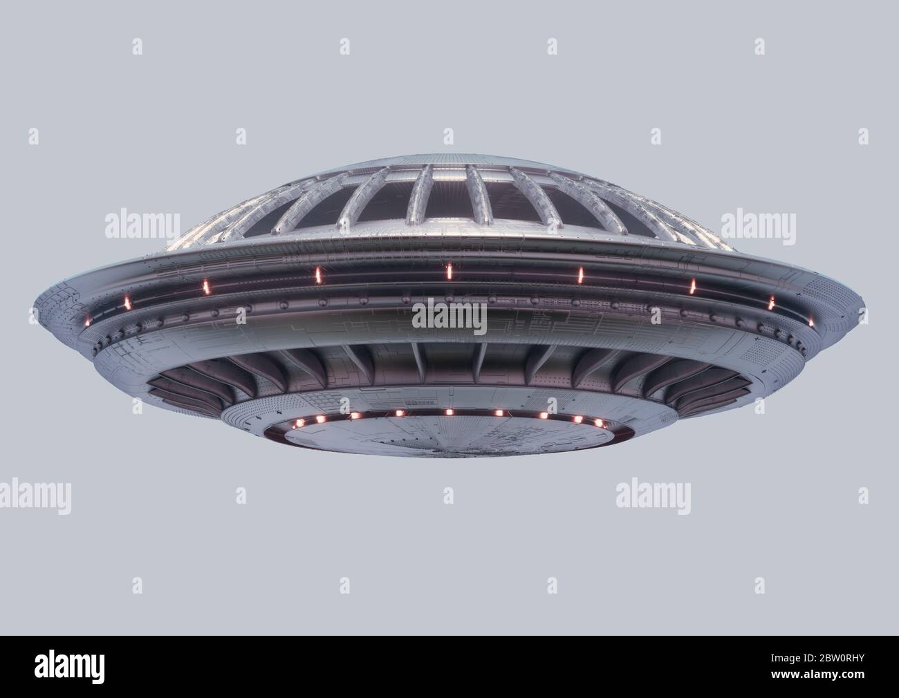 Unidentified flying object - UFO. Science Fiction image concept of ufology and life out of planet Earth. Clipping Path Included. Stock Photo