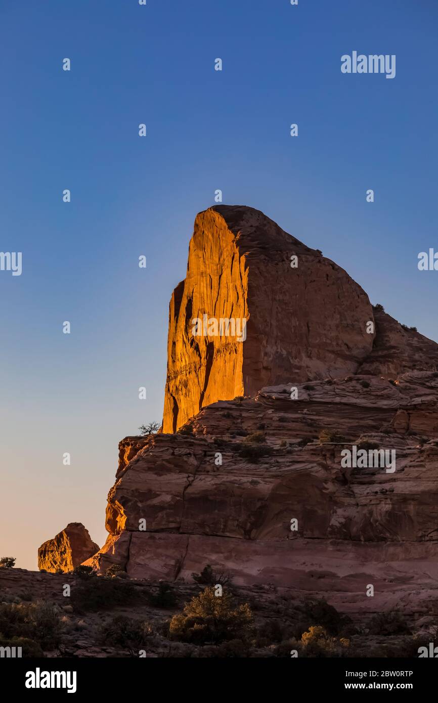 Sandstone formation shaped like Half Dome viewed from the Green River Overlook at Island in the Sky in Canyonlands National Park, Utah, USA Stock Photo