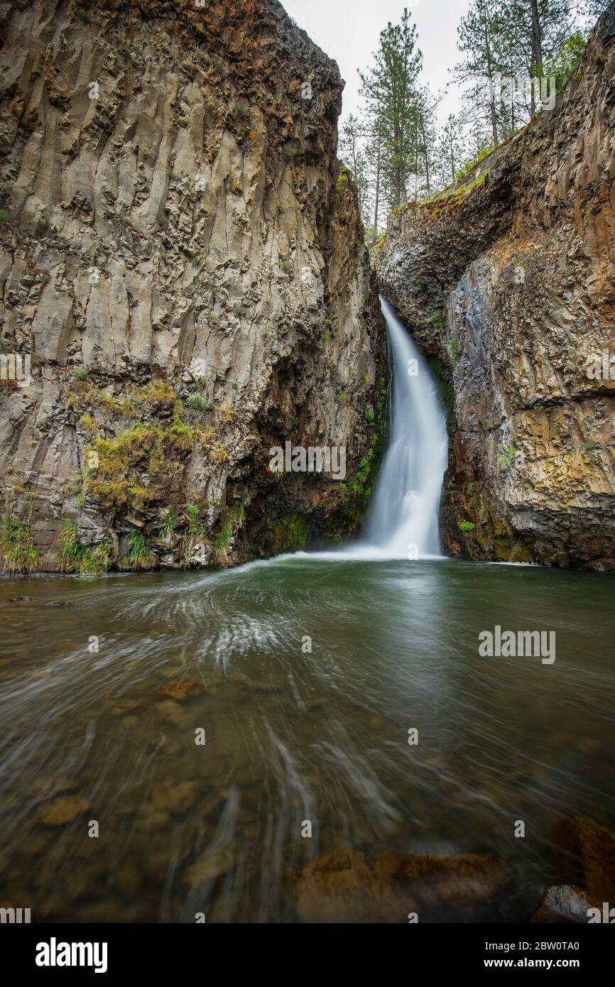 The beautiful Hawk Creek Falls northwest of Davenport Washington near