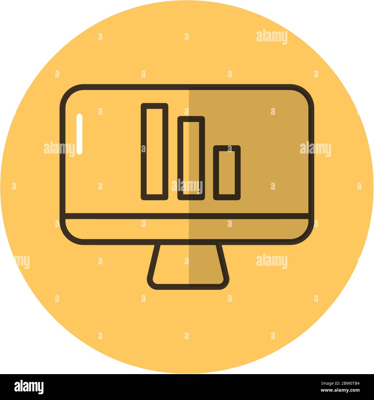 desktop with statistics bars block style Stock Vector