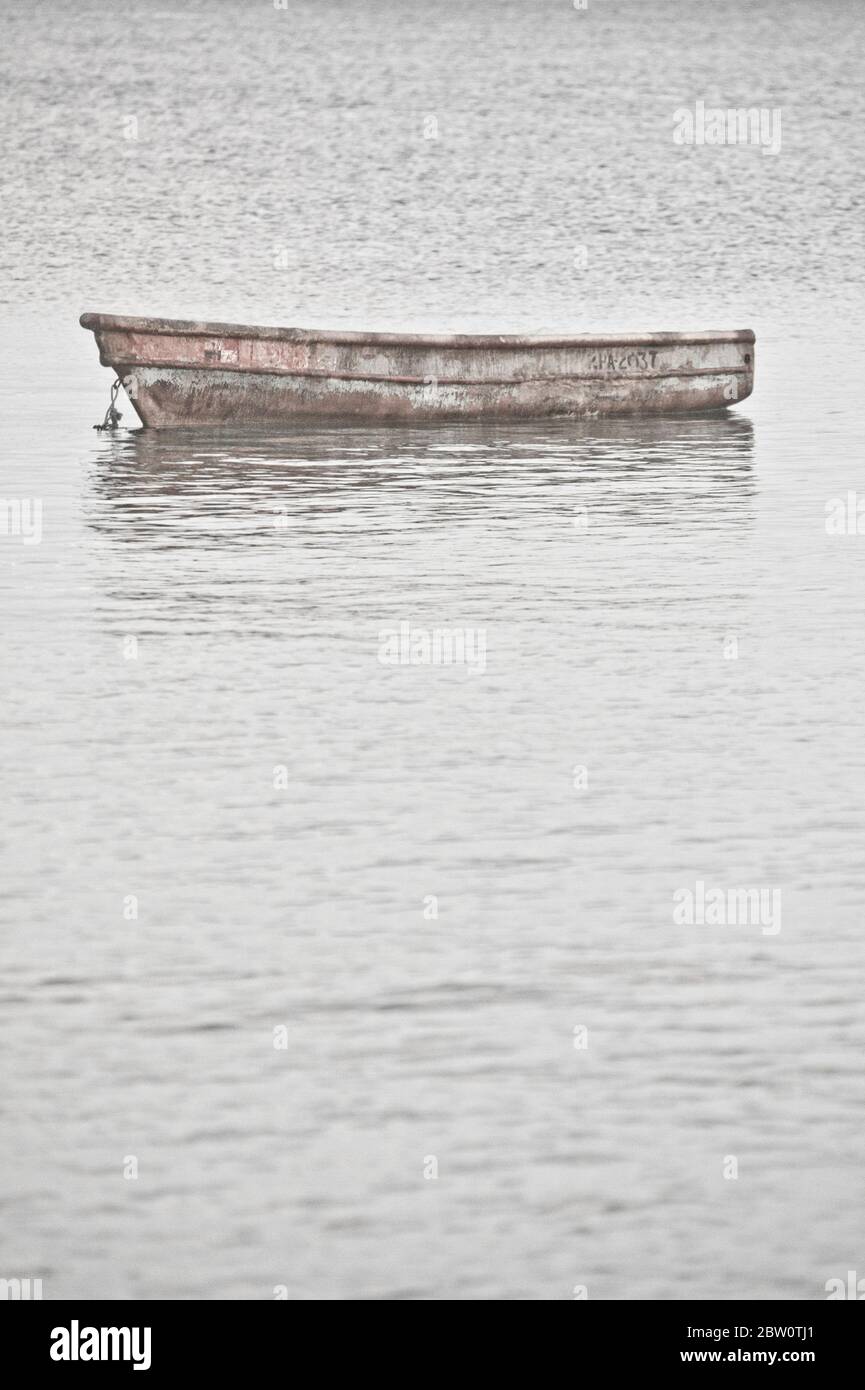 Fishing boat on the sea near the village of Farallon, Cocle Province, Panama Stock Photo